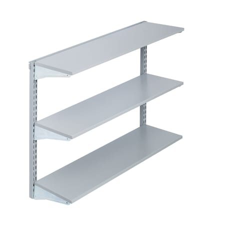 Triton Products Wall Mount Shelving Unit W/ 3 Steel Shelves & Mounting Hardware, Gray, 33" W x 31.5" H 1794